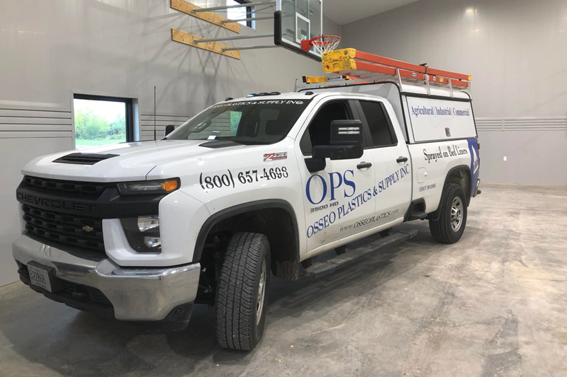 Osseo Plastics & Supply service truck in Wisconsin.